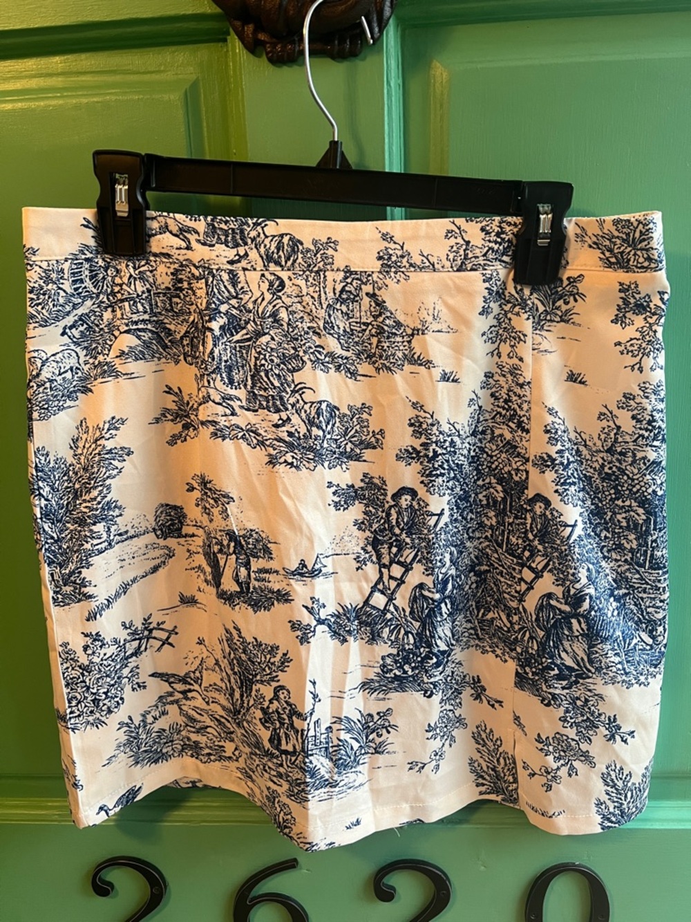 Cider Blue and White Toile Mini Skirt